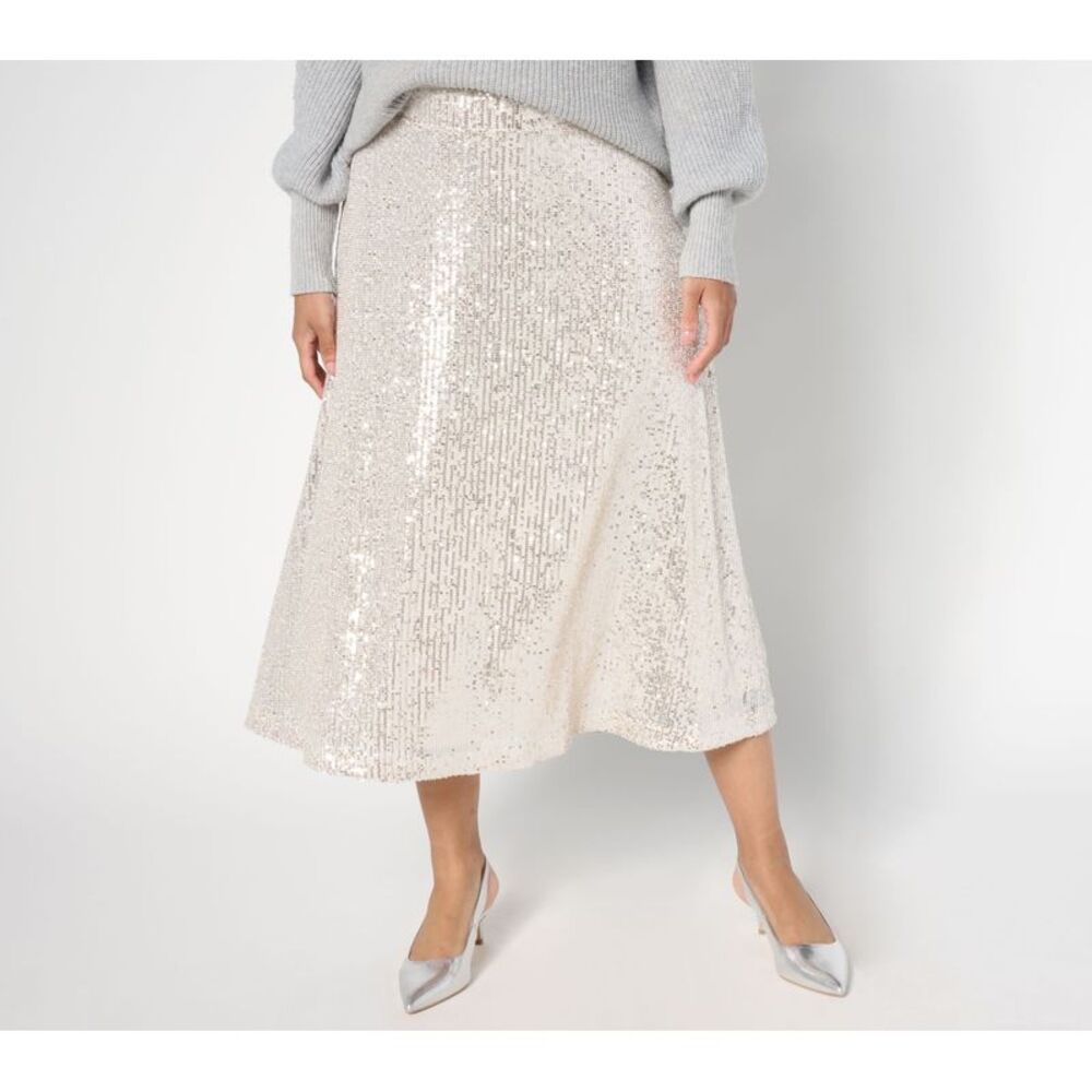 Isaac Mizrahi Live! Women's Plus Sz Skirt 2X Always Knit Multi-colored